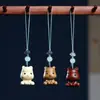 Pingente Criativo de Escultura em Madeira, Casal Fofo de Gato e Coelho, Chaveiro para Celular, Acessórios de Joias para Brinquedos