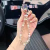 Cadena para Teléfono de Cristal con Abalorios en Forma de Rombo Iridiscente, Colgante de Cadena de Cristal Transparente, Llavero Estilo Ins Ligero para Bolso