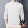 [Entrega Rápida] Camiseta Interior para Hombre con Cuello de Tortuga Medio, Doble Cara de Terciopelo, Manga Larga, Marca de Moda para Otoño