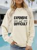 Sudadera de Pulóver Casual de Manga Larga con Cuello Redondo Estampada EXPENSIVA para Mujer Transfronteriza Europea y Americana Otoño e Invierno Sudadera