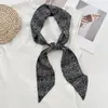 Lenço de Seda Longo Pequeno com Letras Pretas e Brancas Feminino Combinando com Camisa Terno Vintage Cinto de Cabelo Cinto Decoração de Proteção do Pescoço Gravata Gravata