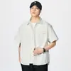 Ropa de Hombre Xintang Camisa de Manga Corta para Hombre con Cuello de Solapa, Chaqueta Camisa Versátil Casual Simple Retro Japonesa para Adolescentes
