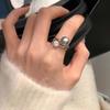 Anéis Empilháveis de Zircônia Pérola Cinza com Design de Nicho 2026 para Mulheres, Luxo Leve, Alto Padrão, Elegante, Anéis de Dedo Indicador de Nicho