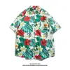 Camisa Floral Estilo Tailandês Praia de Bangkok, Manga Curta, Roupa Unissex para Casal, Camisa Solta Retro Cool de Secagem Rápida para o Festival Songkran