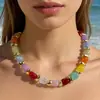 Collar Patchwork Ins de Joyería Yongge, Cadena para Clavícula Arcoíris Estilo Vacacional, Collar Estilo Bohemio