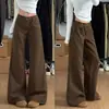 Jeans Melard Cor de Café Estreito Wide-Leg para Mulheres Primavera 2026 Novo Estilo Cor de Café Americano de Cintura Alta Calças Retas Soltas