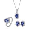 Fabricantes de joyas Zhuang Shengsheng, venta al por mayor, comercio exterior, Europa y Estados Unidos, simulación de color azul vidrio tesoro pendientes pendientes colgante joyería traje