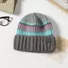 Nuevo Gorro de Punto Rayado de Invierno Estilo Coreano Moda Cálido Protector de Orejas Versátil para Otoño e Invierno