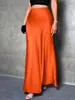 2026 Amazon Europeu e Americano Transfronteiriço Moda Feminina Elegante Cintura Alta Feminina Cor Sólida Extra Longo Cetim Cauda de Peixe Saia Outono e Inverno