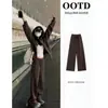 Chamarra sudadera para mujer color café, estilo deportivo casual, nuevo otoño 2026 estilo coreano, atuendo casual, colección de otoño para mujer