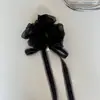 Goma para el pelo de alta gama con lazo de gasa y perlas, con flores, elegante y delicada, para mujeres, perfecta para coletas