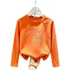 Camiseta de manga longa para meninas, algodão puro, para o outono, novo modelo 2026, blusa de outono infantil, blusa básica casual super fofa para meninas pequenas