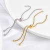 Pulseira push-pull corrente de pérolas quadradas ajustável aço inoxidável acessórios DIY fabricação pingente de conexão acessórios de alta moda