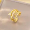 [Electrochapado en Oro Real] Popular Anillo Abierto para Uña Joyería para Mano de Mujer Anillo de Lujo Accesible Micro-Adornado Joyería de Mano de Nicho de Gama Alta