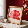 Obra de Arte de Papel Recortado Terminada Marco de Madera Decorativo Estilo Chino Regalo para Actividades en el Extranjero Marco de Foto Cuadrado con Marco de Papel Recortado Adorno