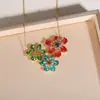 Versão Alta Shijia Idyllia Colar de Flores Coloridas para Mulheres Moda Europeia e Americana Pingente de Flor Multicor Corrente Clavicular Transfronteiriço
