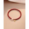 Pulsera de Arena Dorada Púrpura y Cinabrio, Diseño de Nicho Genuino, Pulsera de Perlas Naturales para Mujer, Regalo de Año Zodiacal, Pulsera de Cinabrio