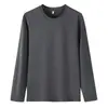 Camiseta de manga larga de color liso de algodón puro de peso pesado para hombre para primavera y otoño, camiseta interior de algodón puro de peso pesado, camiseta de manga larga de corte holgado