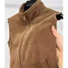Colete com gola alta forrada de fleece, com zíper, fleece dupla face, espessado, cardigã sem mangas, plus size