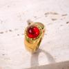 Nuevo Anillo Transfronterizo de Fundición de Acero Inoxidable con Letra Romana Incrustada en Piedra Natural Lujo Accesible Bañado en Oro de 18K Joyería de Exportación