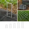 Estacas de suelo galvanizadas en forma de U, estacas de fijación para tela antihierbas, malla tridimensional para césped, estacas de sujeción para tela de suelo de jardinería