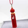 Pingente de Carro Vermelho de Cinábrio para Navegação Suave e Viagens Seguras, Pingente de Carro com Cabaça, Lótus, Buda e Guanyin