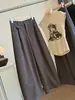 Calça Casual de Lã Estilo Coreano Feminina Outono Inverno 2026 Nova Solta Emagrecedora Elástica Cintura Alta Perna Larga Longa Calça Banana