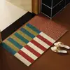 Tapete de entrada simples xadrez, tapete de laço de seda, tapete de porta raspador de sujeira e retentor de sujeira, tapete para os pés, resistente à sujeira, resistente ao desgaste, tapete antiderrapante