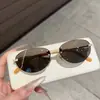 Gafas de Sol Ovaladas de Metal Retro Hip Hop Estilo Coreano para Mujer Protección Solar Gafas Sin Marco Marco Pequeño de Gama Alta Gafas de Color Claro