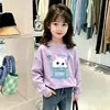 Camiseta Infantil Outono Novo Estilo Menina Estampa Cartoon Manga Longa Camada Base Roupas de Outono Estilosas para Crianças Top 100% Algodão