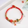 Nova Pulseira do Zodíaco Chinês do Ano do Cavalo com Cinábrio, Pulseira de Fio Vermelho Feita à Mão para o Ano de Nascimento, Pulseira de Jade Hetian Natural
