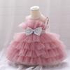 Europa y Estados Unidos Transfronterizo Vestido Nuevo para Bebé Vestido de Pastel Hinchado de Primer Cumpleaños para Bebé Vestido de Princesa de Malla para Niños