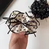 Goma para el pelo negra de lunares de doble capa con lazo de moda, Accesorio para el cabello de alta gama para mujer