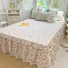 Saia de cama floral pequena 100% algodão peça única capa de cama celebridade da internet capa de avental de cama 100% algodão saia de cama estilo princesa borda da saia conjunto de três peças