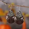 Pendientes de Cuero PU de Doble Cara con Estampado de Patrón Tridimensional Bloque de Color Moda Personalizada Estilo Nuevo Transfronterizo Forma de Gota de Agua Personalizables