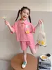 Traje Polo para Niñas Ropa de Verano 2024 Nuevo Estilo Moda de Verano para Niños Ropa de Bebé Niña Conjunto de Dos Piezas