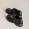 2025 Nueva Llegada Mocasines de Mano de Piel de Oveja para Mujer Vintage con Correa de Hebilla para Commuter Zapatos de Una Capa Británicos Negros Comodín Zapatos de Cuero Pequeños