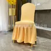 Capa de Cadeira Saia Plissada em Sarja Capa de Cadeira para Banquete de Casamento de Hotel Reunião Sem Laço Decoração de Laço Cadeira de Jantar