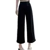 Pantalones de Seda de Hielo Finos de Color Sólido con Cintura Elástica de Pierna Ancha para Mujer, Verano Holgados Adelgazantes Protección Solar de Pierna Recta Pantalones Cortos