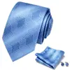 Gravata masculina de negócios formal 3 peças terno azul listrado caixa de presente poliéster seda 7,5 cm embalagem de caixa de presente