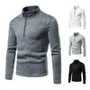 Nuevo estilo de comercio exterior 2026: Sudadera para hombre europea y americana con diseño de cremallera, color liso, cuello semi-alto, y se puede usar como capa base o prenda exterior en tallas europeas