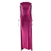Comercio Exterior Europeo y Americano Primavera Nueva Ropa de Mujer Elegante y con Estilo Vestido de Noche Falda Larga Sexy Ajustado al Cuerpo Vestido sin Espalda con Cintas