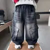 2071 Calças de Outono para Meninos Estilo Coreano Moda Tendência Cool Calças Cargo 2026 Primavera e Outono Novos Jeans Estilosos