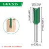 Juego de 6 Cuchillas Rectas de Recorte de Vástago de 1/4", Cuchilla Ranuradora Color Verde Pintura con Tuerca de Pinza, Cuchilla de Chaflán, Broca de Fresadora para Carpintería