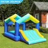 Castillo Inflable para Niños Doctor Dolphin Tobogán Pequeño de Interior Cama Elástica de Tela Oxford Castillo Inflable para el Hogar Parque Infantil para Niños