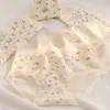 Estampado floral de encaje dulce, cómodos, sin costuras, refuerzo 100% algodón, calzones de algodón puro para niñas