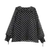 Atacado de fabricante de roupas femininas transfronteiriço 2026 nova moda feminina estilo europeu e americano casual solta com bolinhas e decoração em camadas camisa