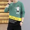 Suéter de cuello redondo para hombre, primavera y otoño, moderno, holgado, estampado, ropa de otoño, juvenil, camiseta de manga larga, top para estudiante, ropa para hombre