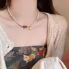 Collar Doble Capa Perla Retro Francés Accesorios de Cuentas Millet Cadena Clavícula Choker de Lujo Accesible de Gama Alta Nicho para Mujer
