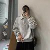 Sudadera con capucha de peso pesado, cuello alto, media cremallera, para hombre, marca americana de tendencia, holgada, casual, prenda exterior, Otoño